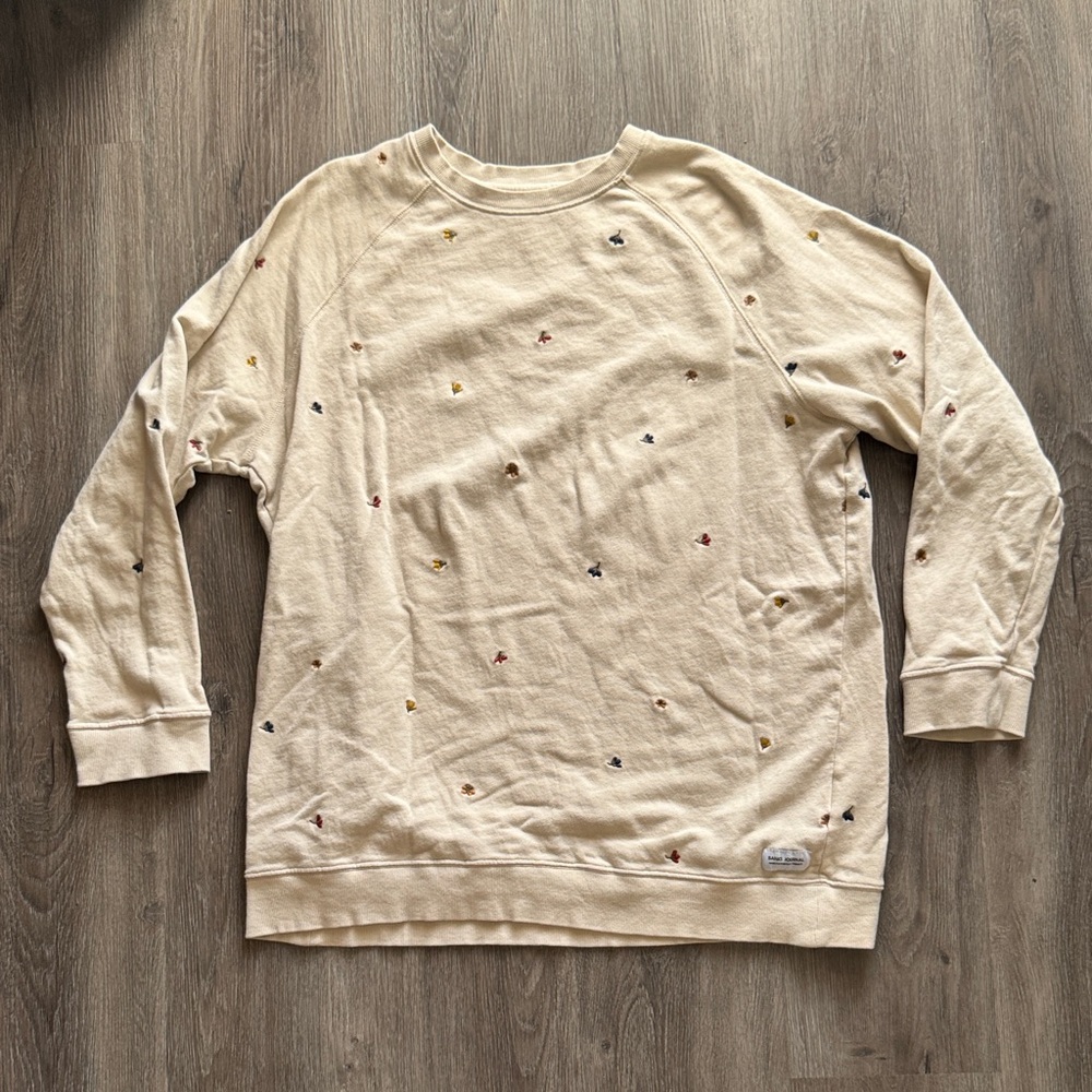 Men's Cream Sweater with Floral Embroidered accents